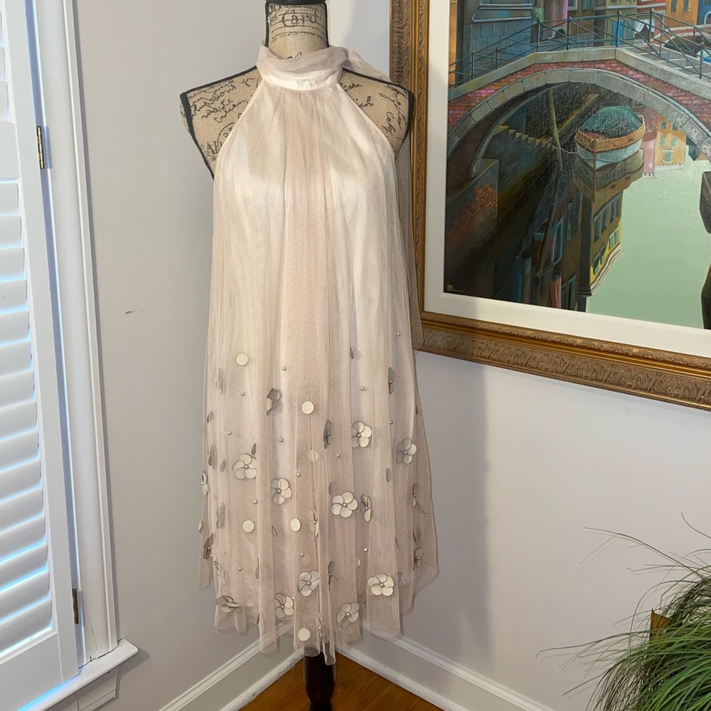 Free People dress with gorgeous floral appliqués - L